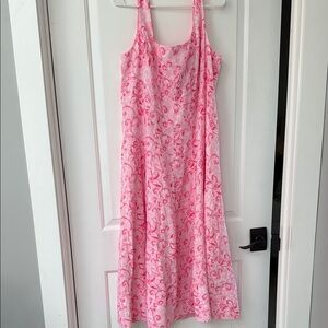 CALINA LINEN MIDI DRESS - CONCH SHELL PINK - FLAMINGLE GARDEN